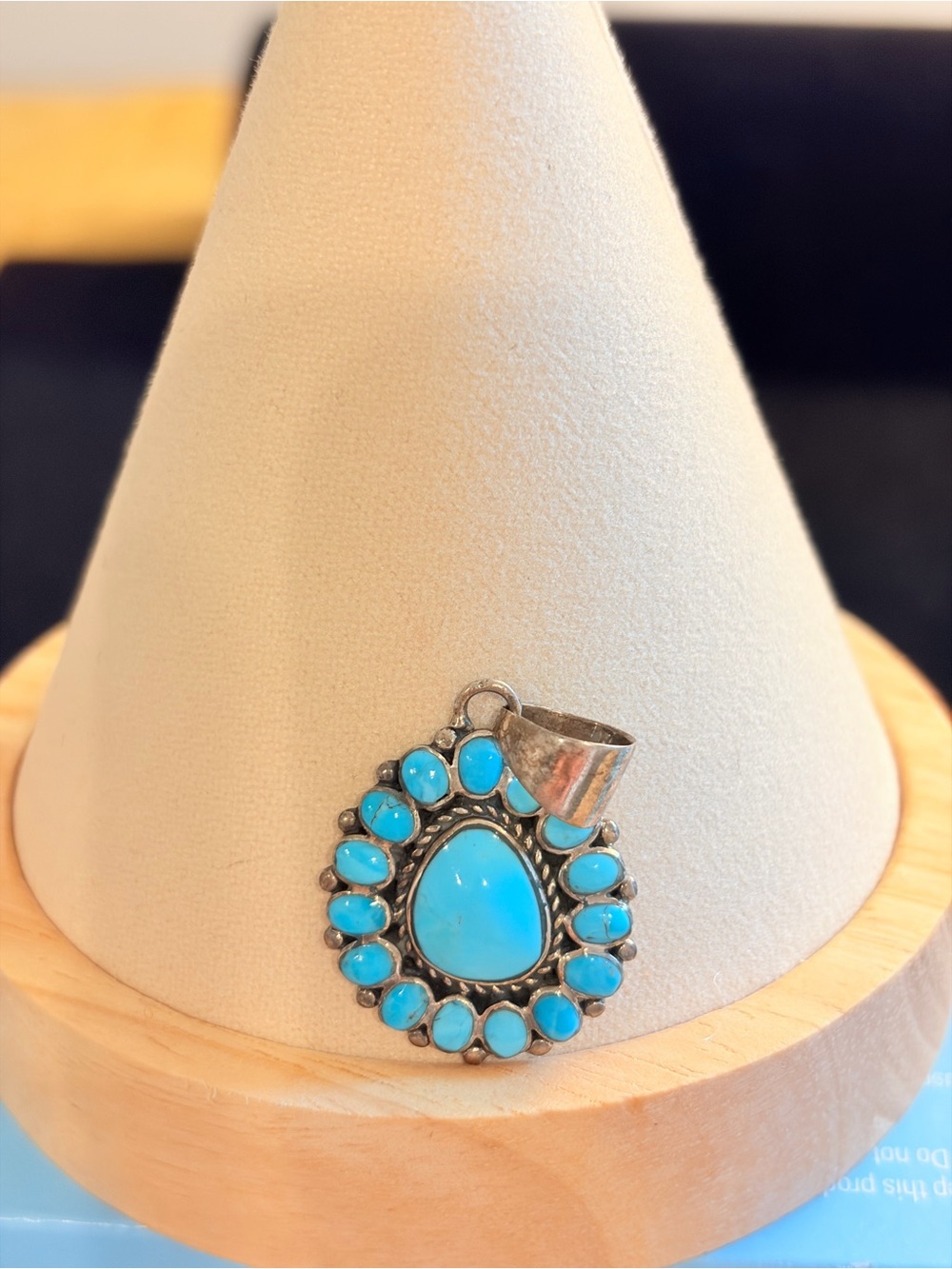Turquoise cluster pendant stamped T 925 Philipines - Picture 2 of 6